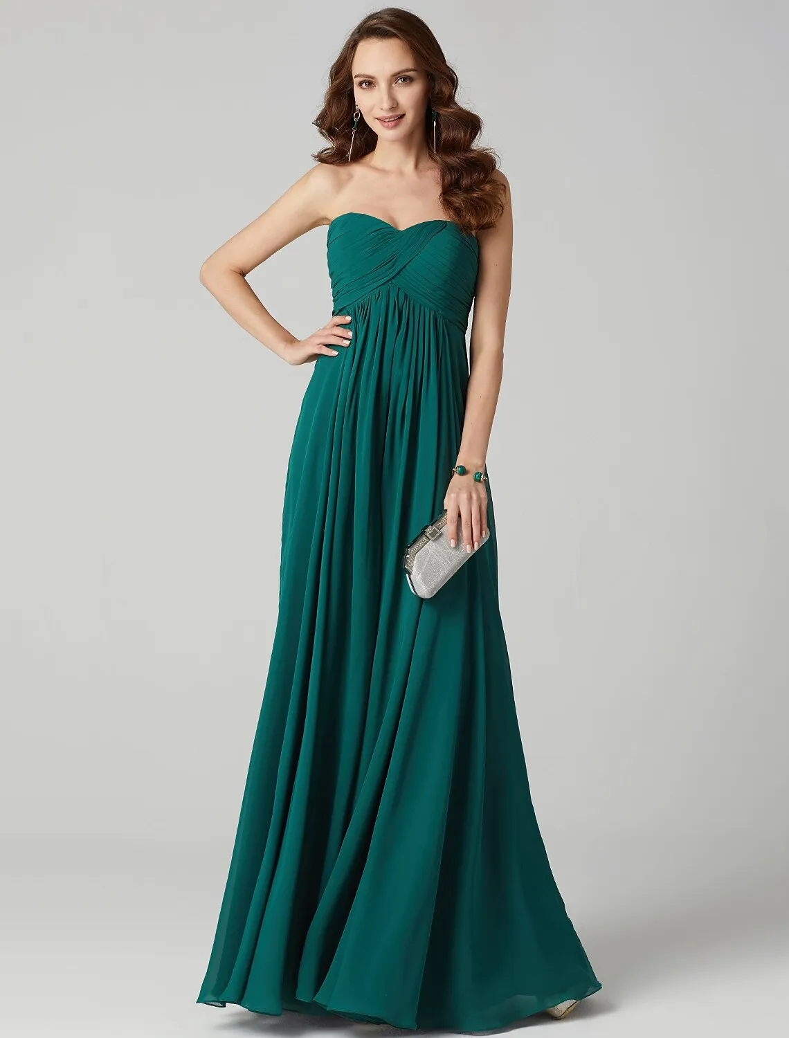 A-Line Minimalist Dress Wedding Guest Sweep / Brush Train Sleeveless Strapless Chiffon with Pleats Ruched
