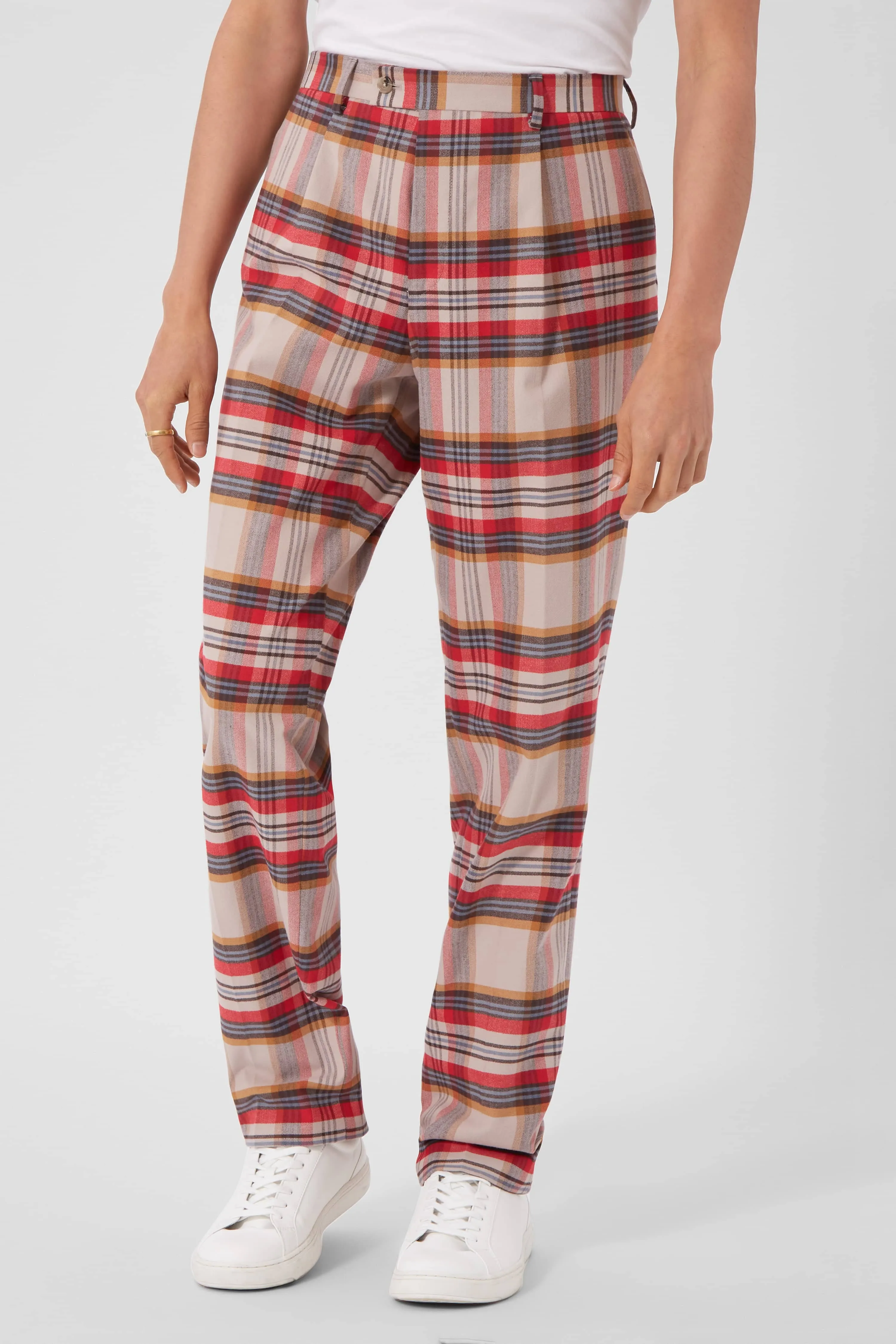 Abidal Oversized Red Check Double Breasted Cotton Suit - ARCHIVE
