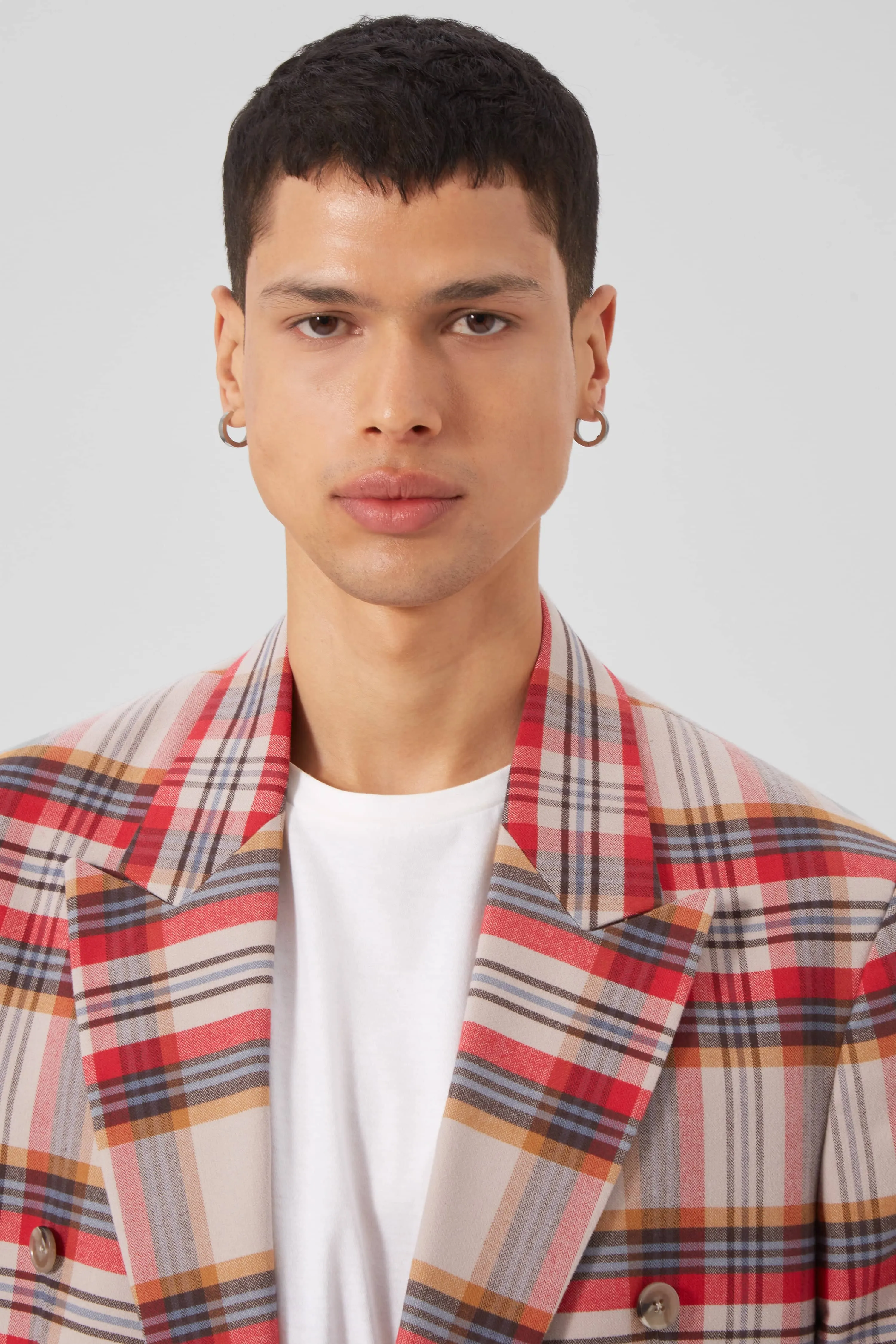 Abidal Oversized Red Check Double Breasted Cotton Suit - ARCHIVE
