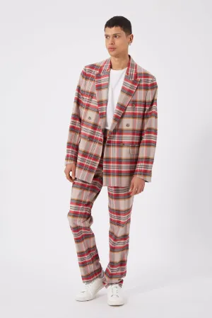 Abidal Oversized Red Check Double Breasted Cotton Suit - ARCHIVE