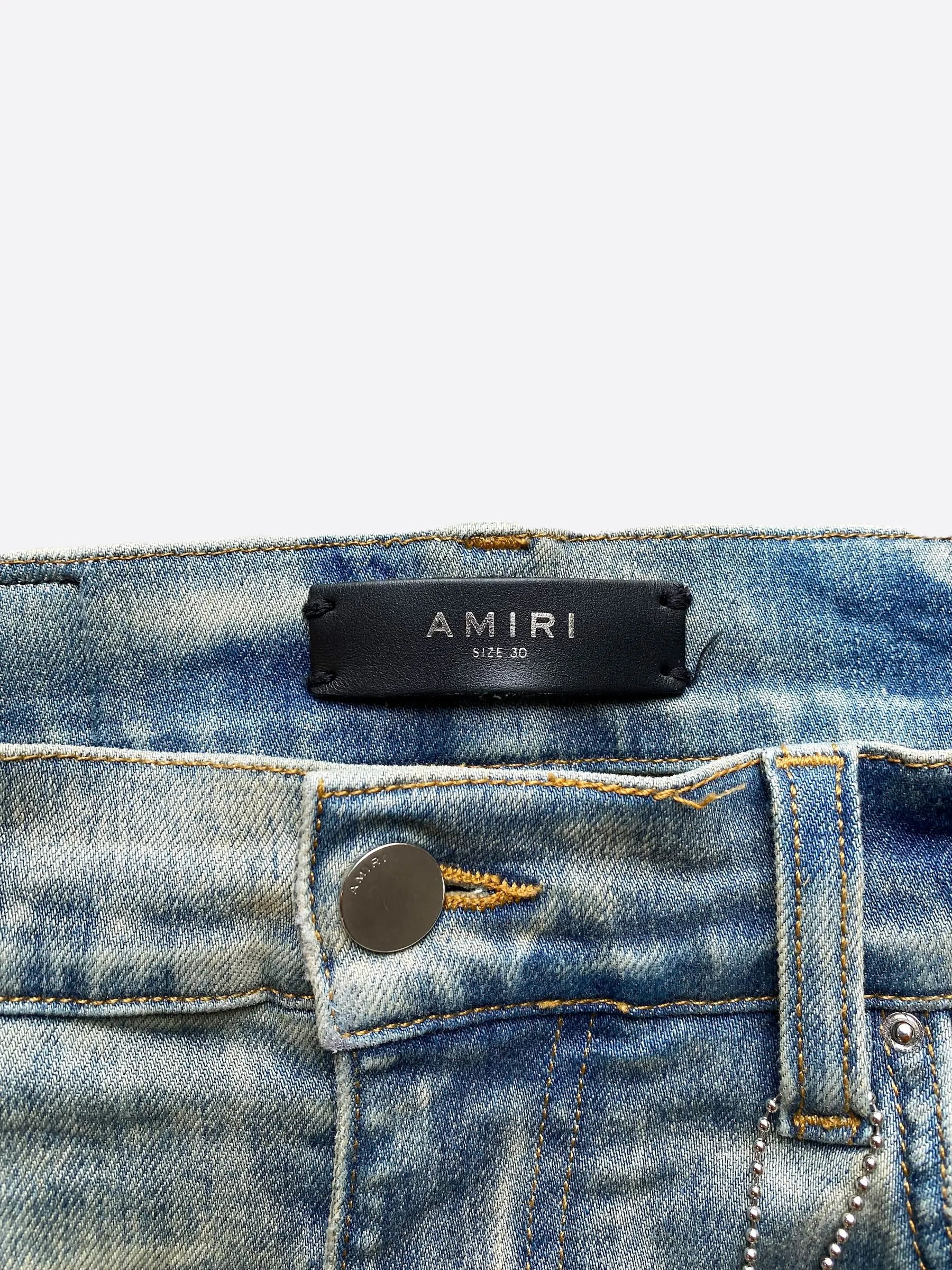 Amiri Blue Bandana Patch MX1 Distressed Jeans