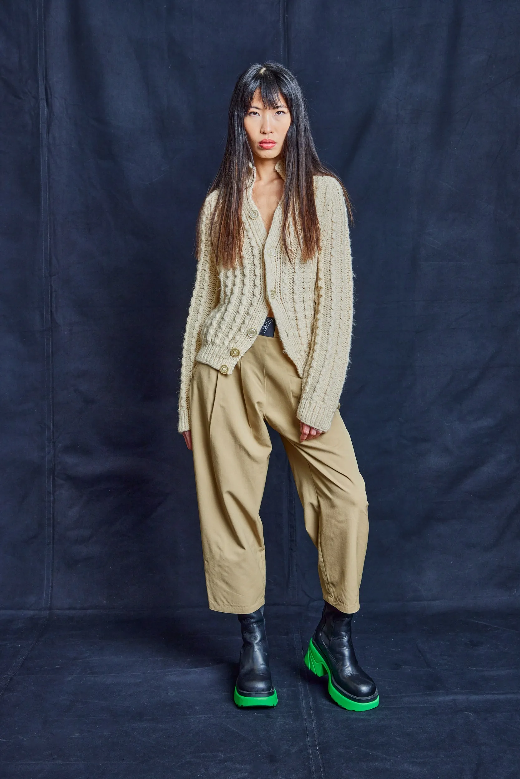 Aran Handknit Mini Cable Cardigan