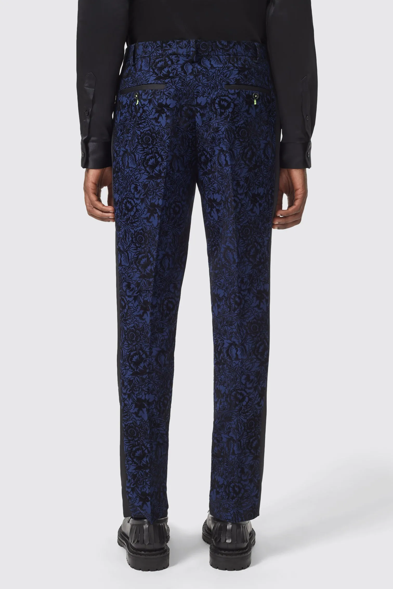 Arundhati Slim Fit Blue Floral Suit - ARCHIVE