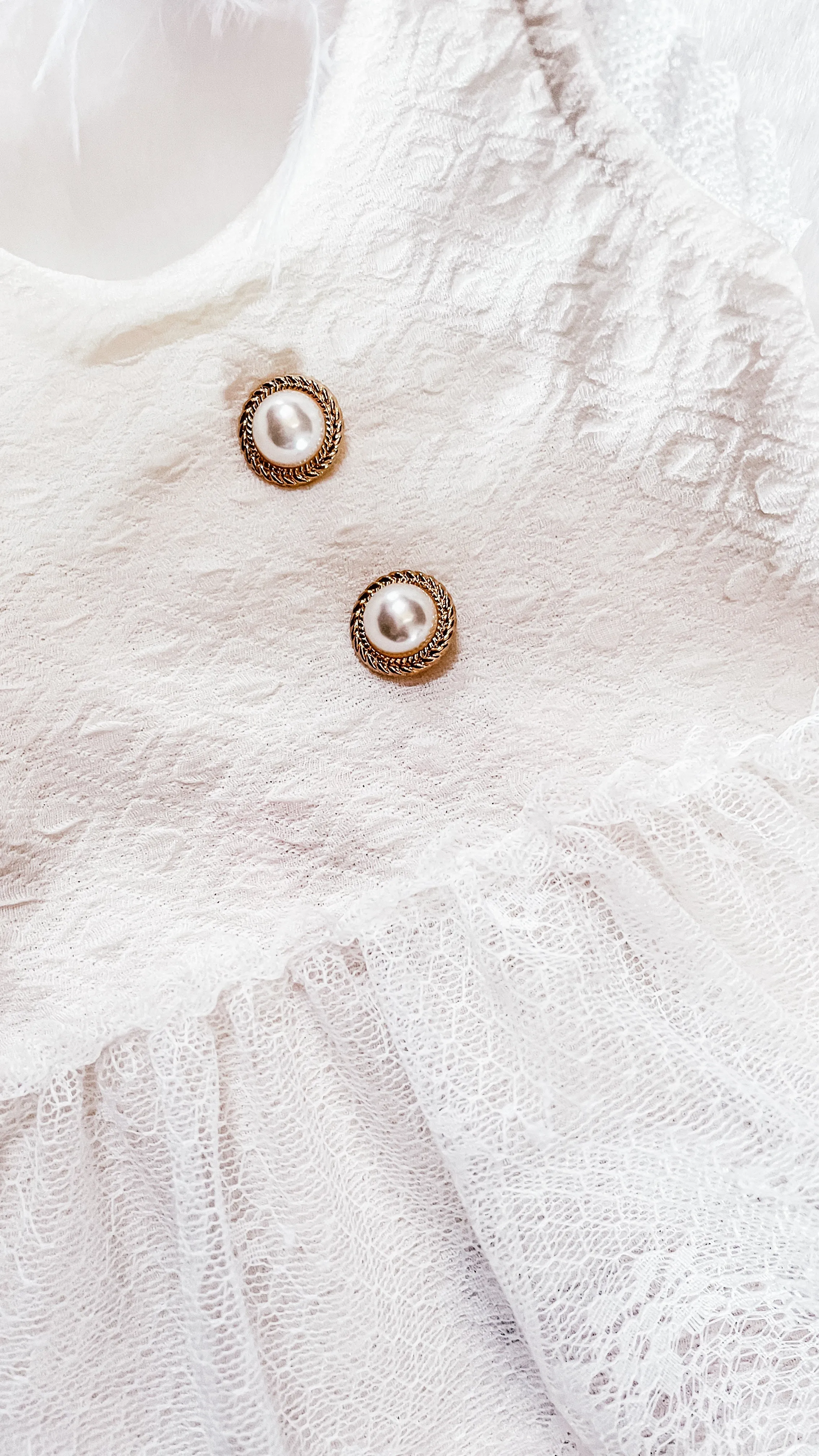 Baby Girls White Lace Sleeveless Skirted Romper with Pearl Button Details