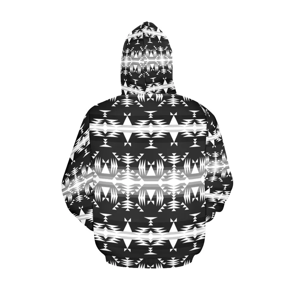 Between the Mountains Black and White Hoodie for Men (USA Size)