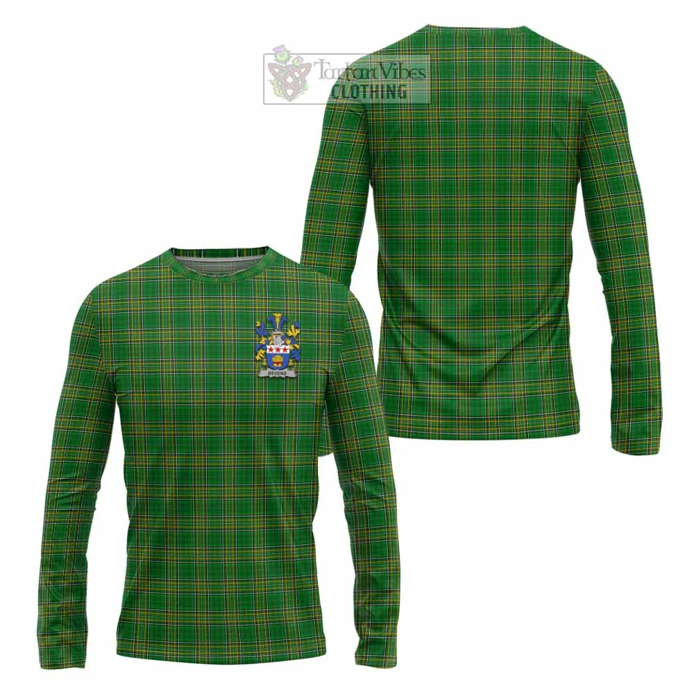 Bevens Irish Clan Tartan Long Sleeve T-Shirt with Coat of Arms