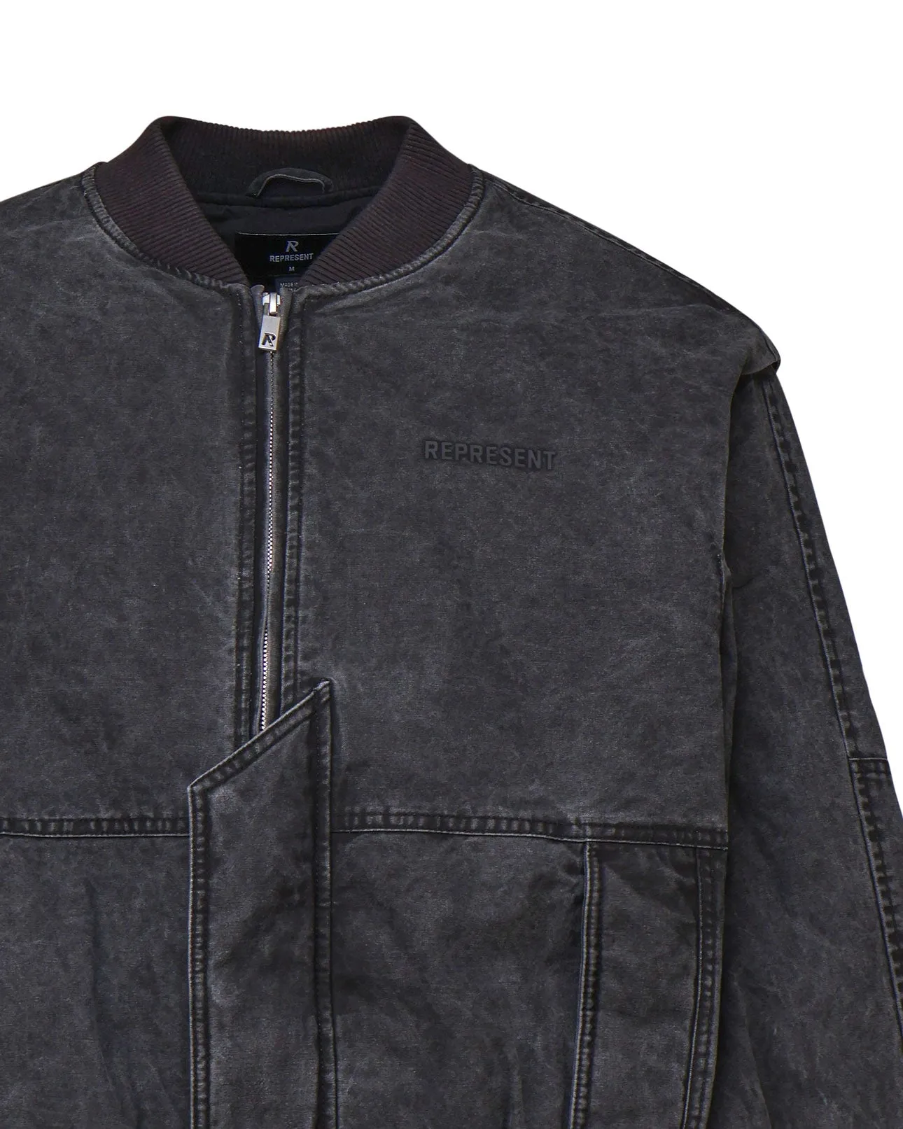 Black Bomber Jacket with Insert Sleeves