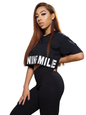 Black Boxy Hem Nine Mile Jamaica Crop Top