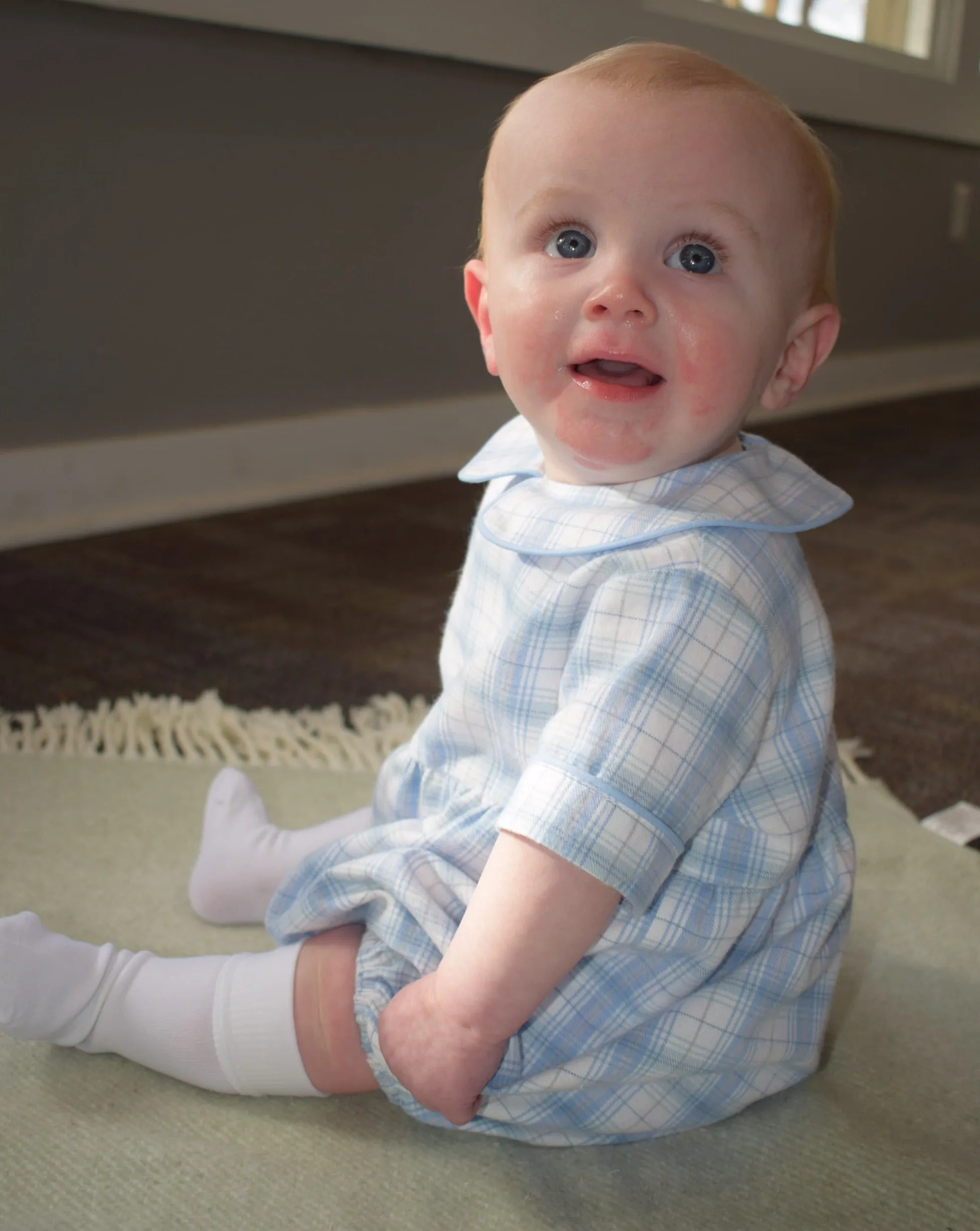 Blue Plaid Romper