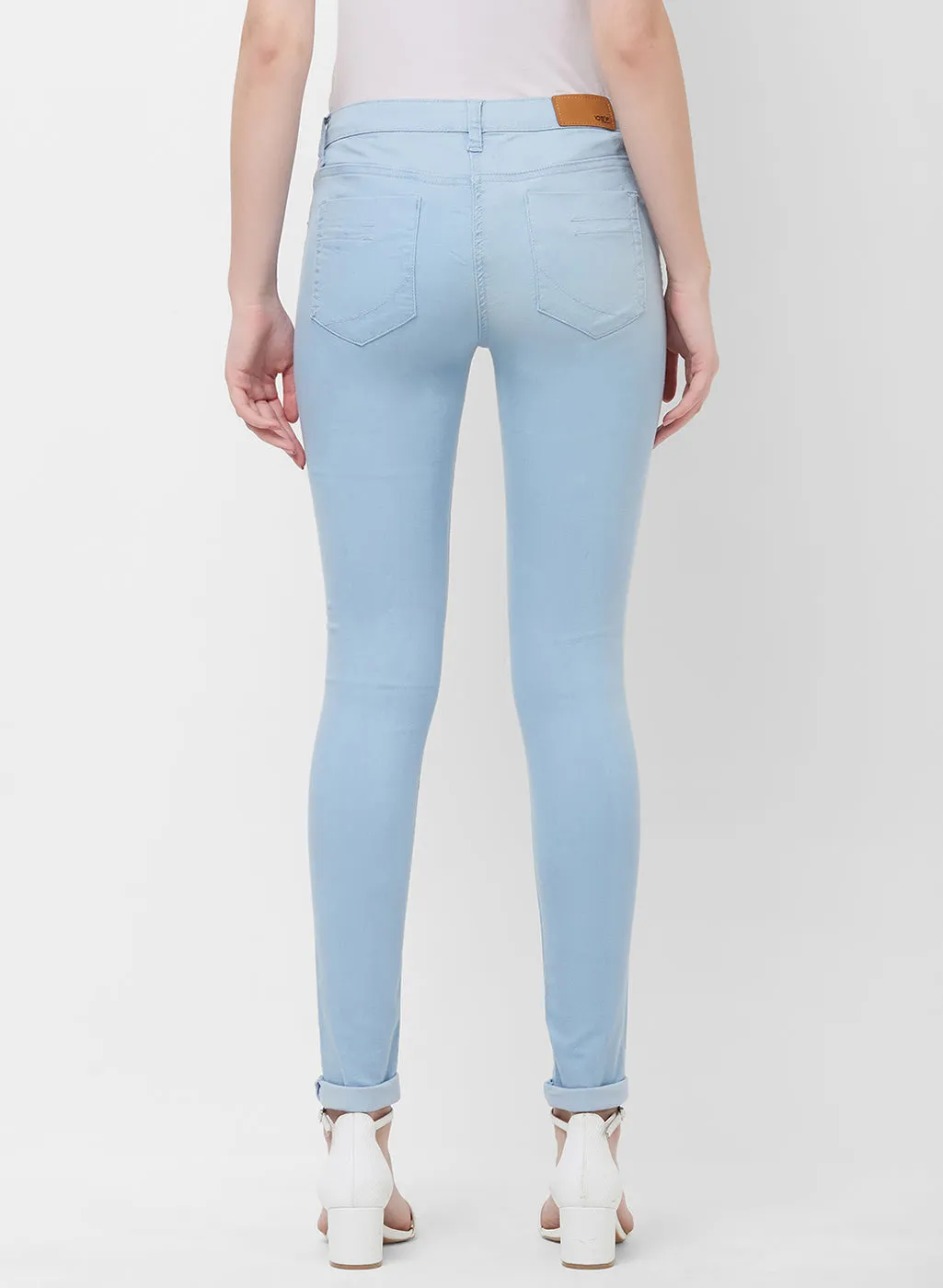 Blue Solid Skinny Fit Denim