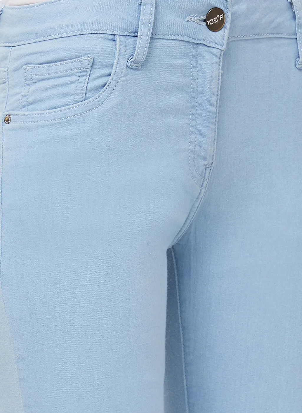 Blue Solid Skinny Fit Denim