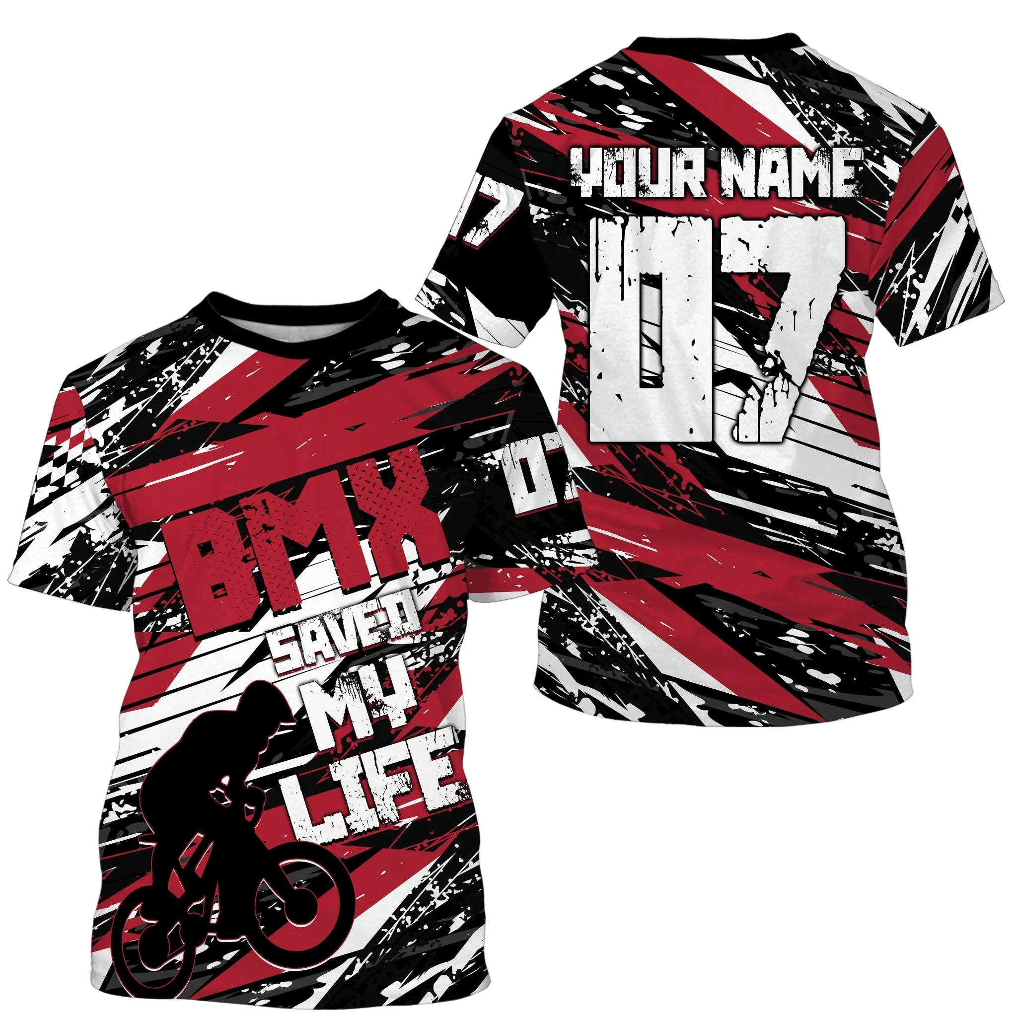 BMX Saved My Life Red BMX Jerseys Off-Road Bike 3D Long Sleeve Shirt Cycling Gear Adult Kid BMX Bicycle Clothes