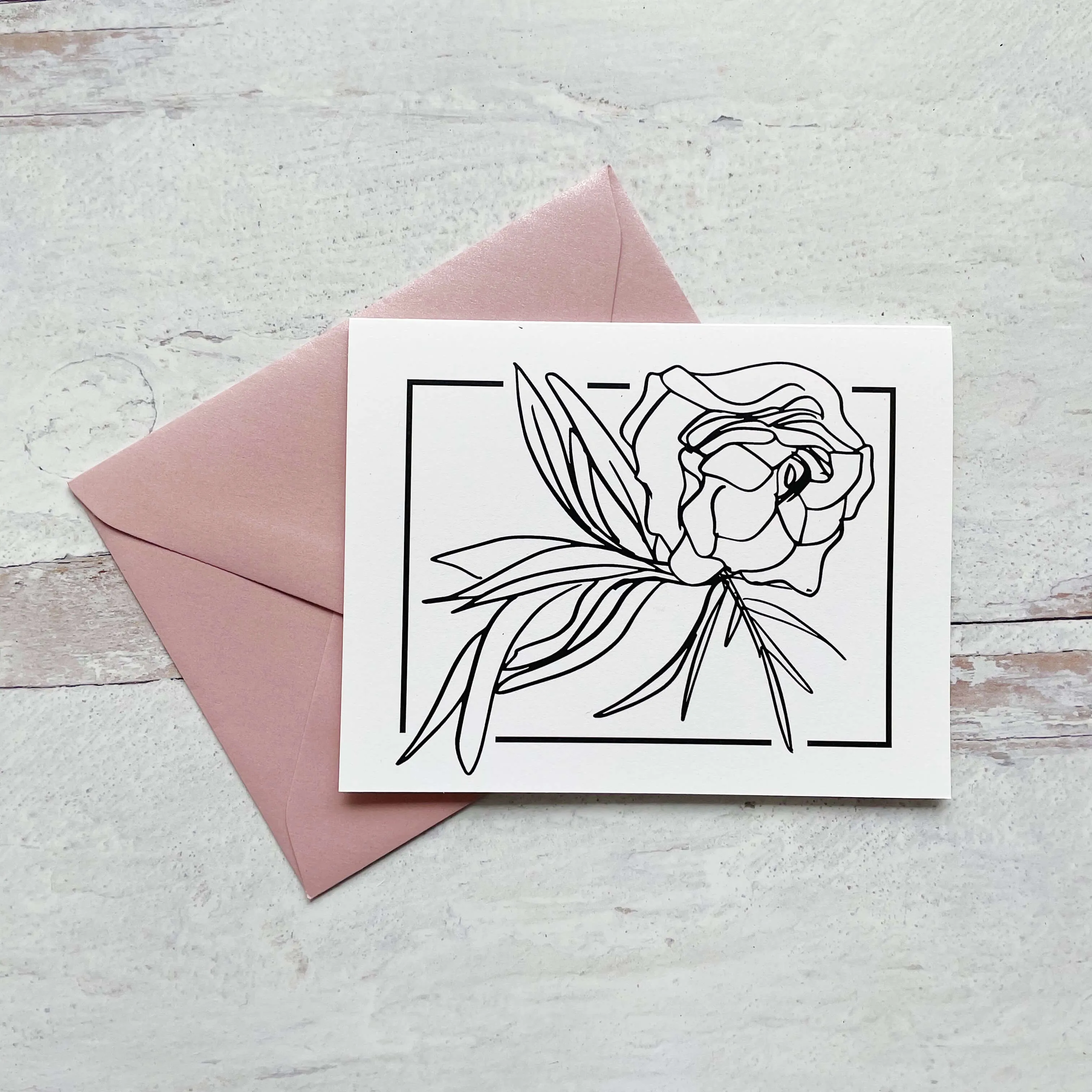 Boho Floral Peony Greeting Card