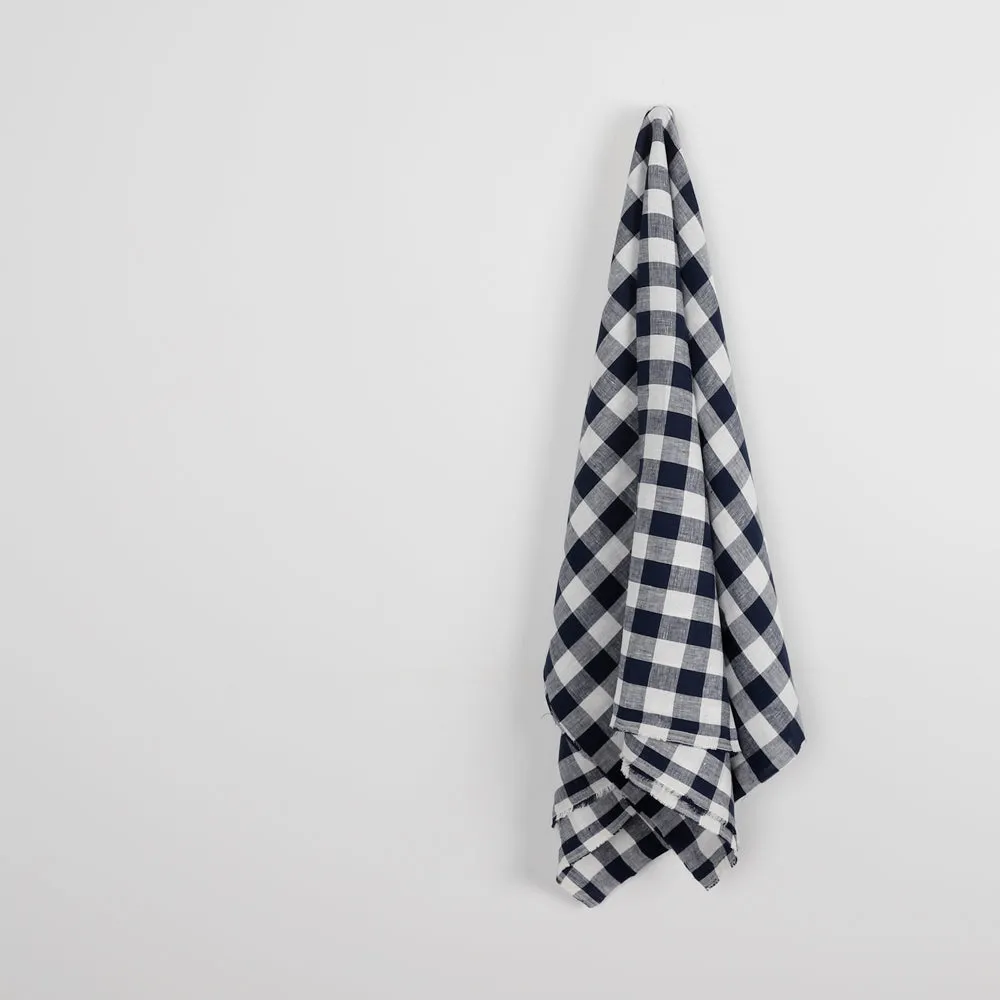 Bold Gingham Linen - Navy