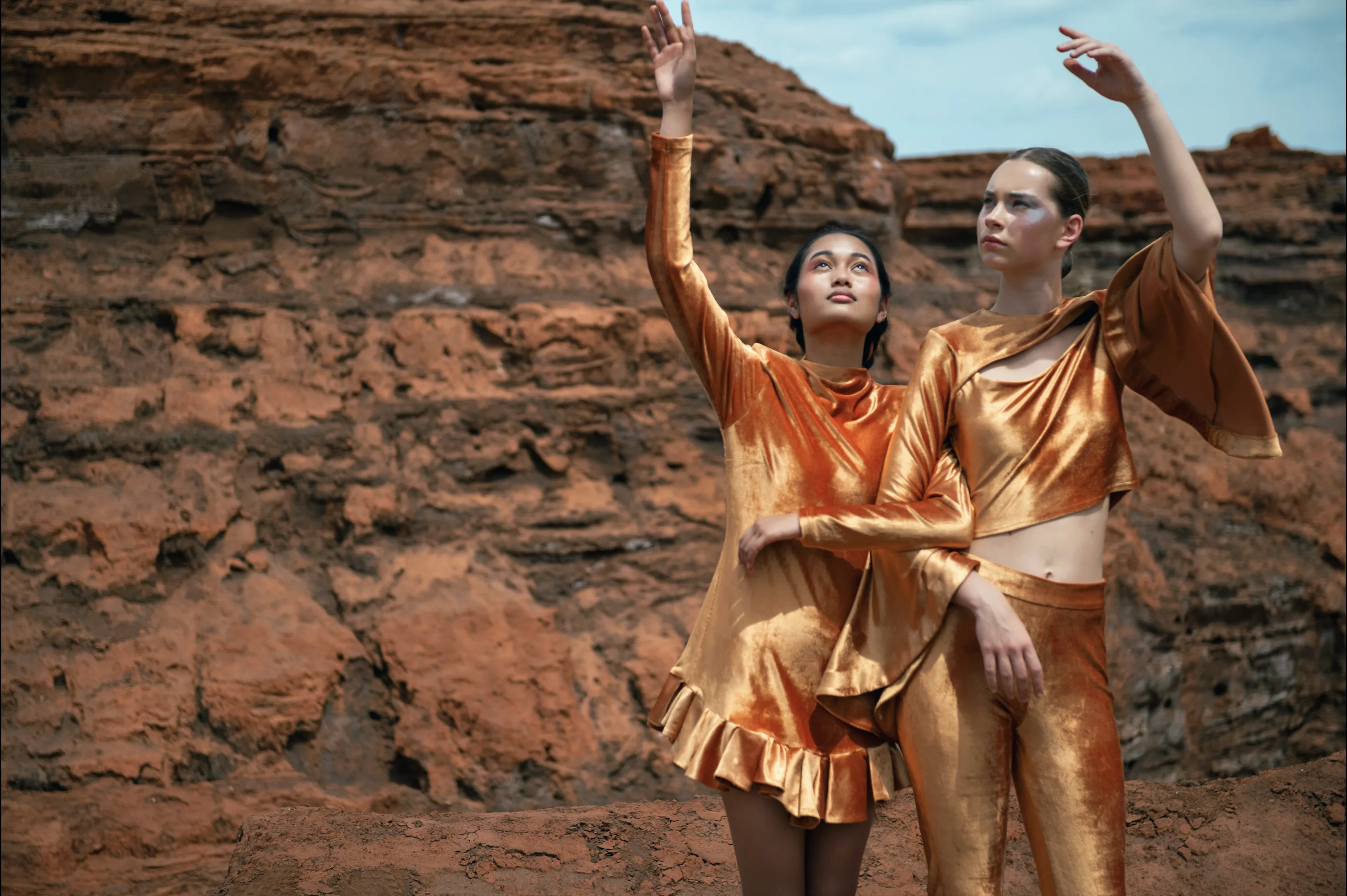 Bronze Velvet Bell Pants