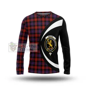 Broun Modern Tartan Long Sleeve T-Shirt with Family Crest Circle Style