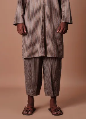 Brown Striped Men's Trousers