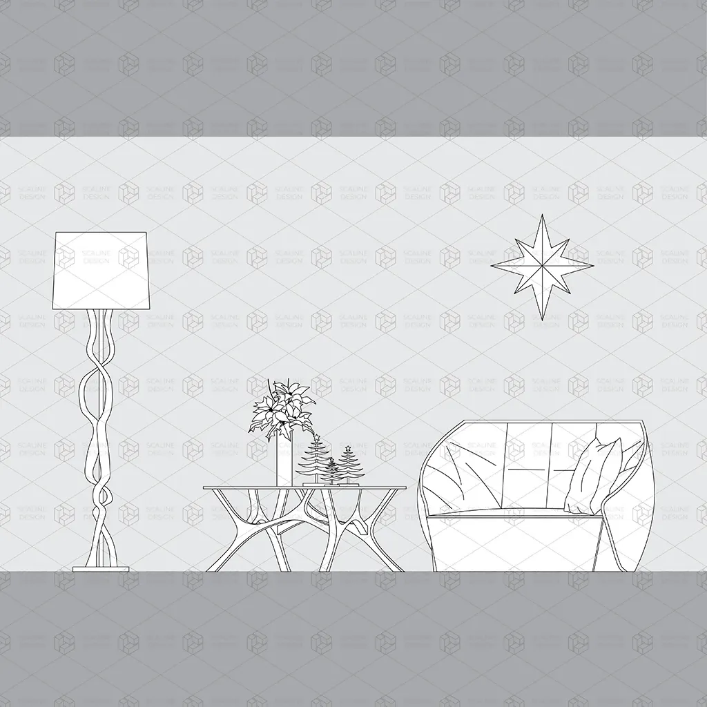 CAD & Vector Christmas Minimalist Furniture and Decoration (Elevation)