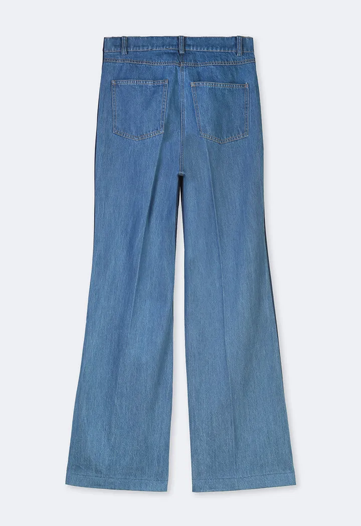 Choice Stripped Trousers With Denim Yoke Blue