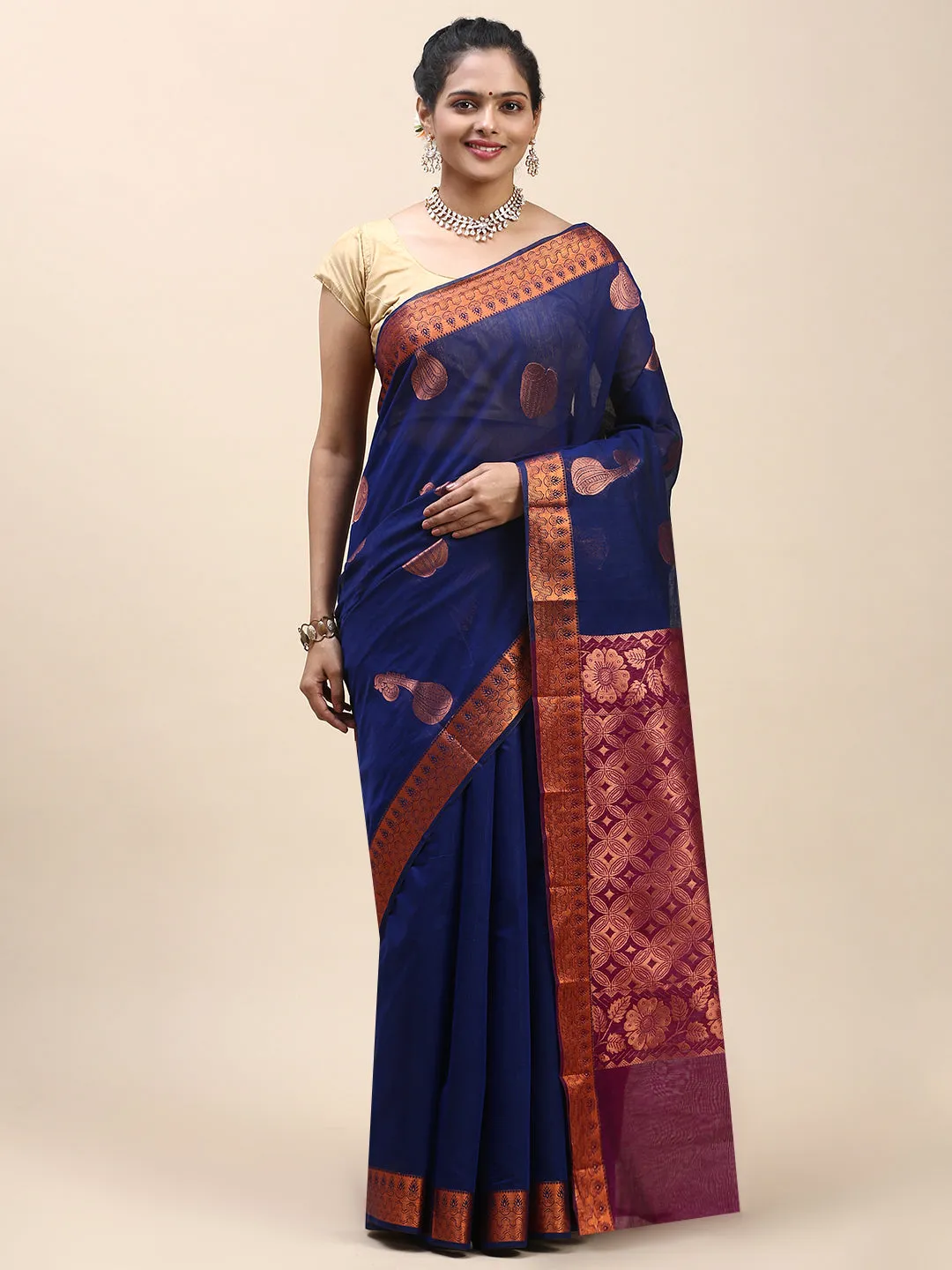 Couple Combo Shirt & Dhoti Set with Saree Blue SS301