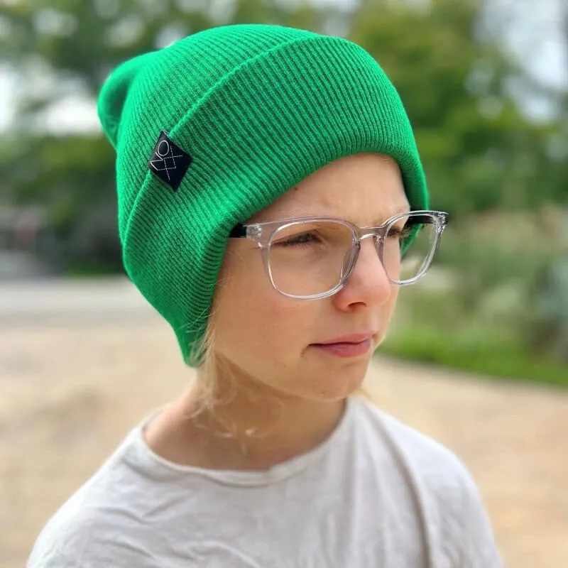 Cuff Knit Beanie: KELLY GREEN