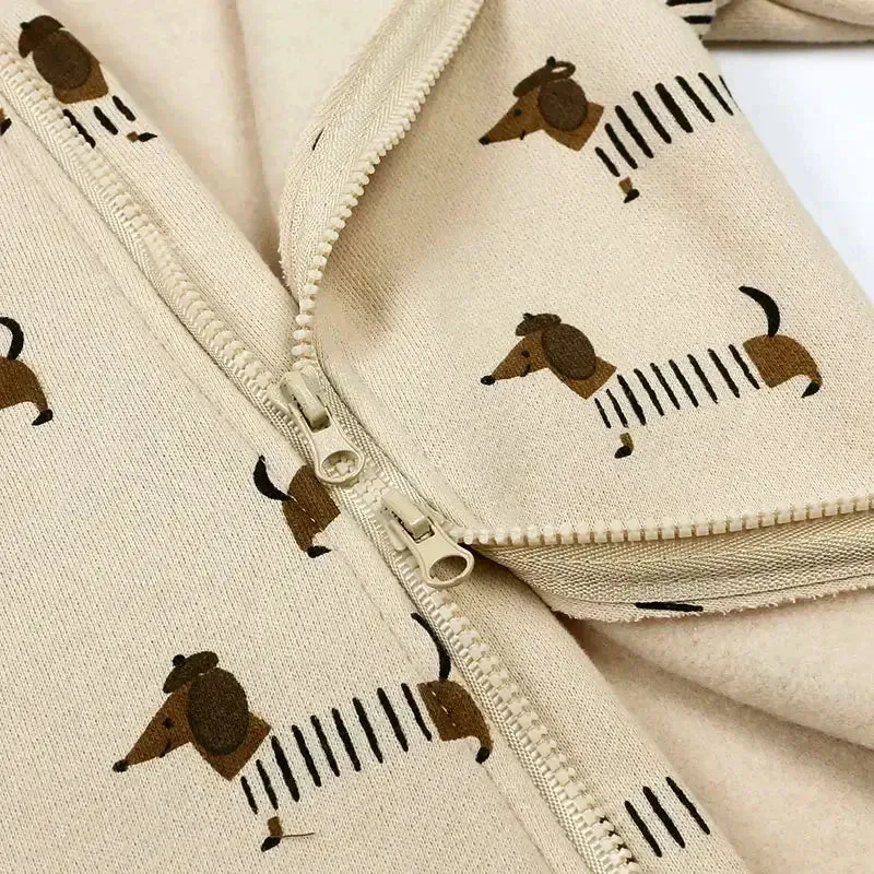 Dachshund Long Sleeve Hooded Romper (3-24M)