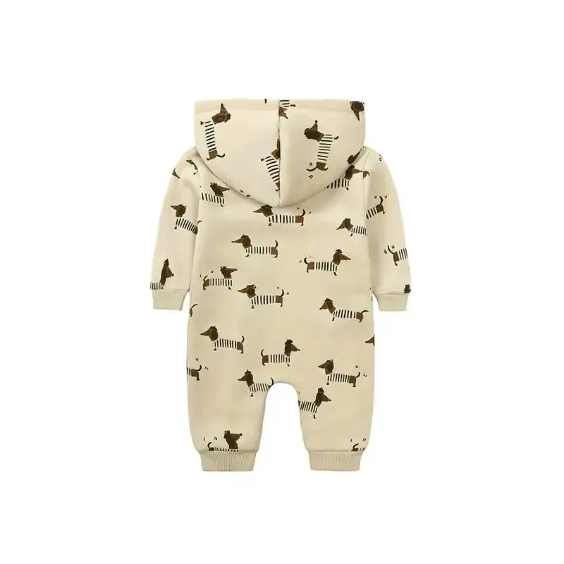 Dachshund Long Sleeve Hooded Romper (3-24M)