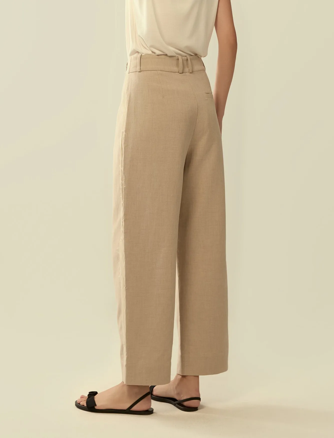 deconstructed exposed seam trousers