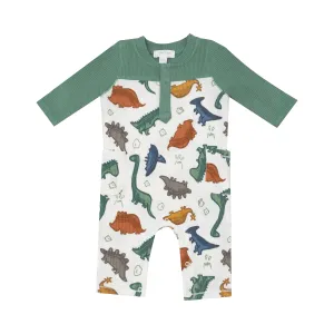 Dino Rocks Romper W/ Contrast Sleeve
