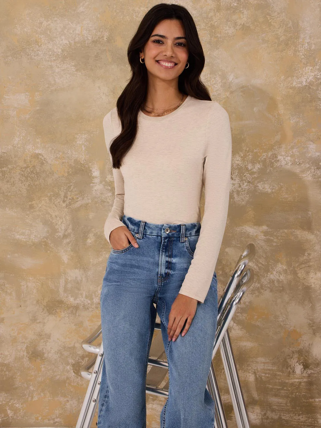 Double Layer Crew Neck Top