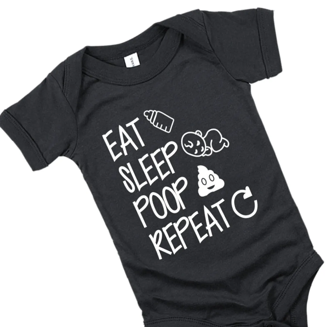 Eat Sleep Poop Repeat Baby Romper Set