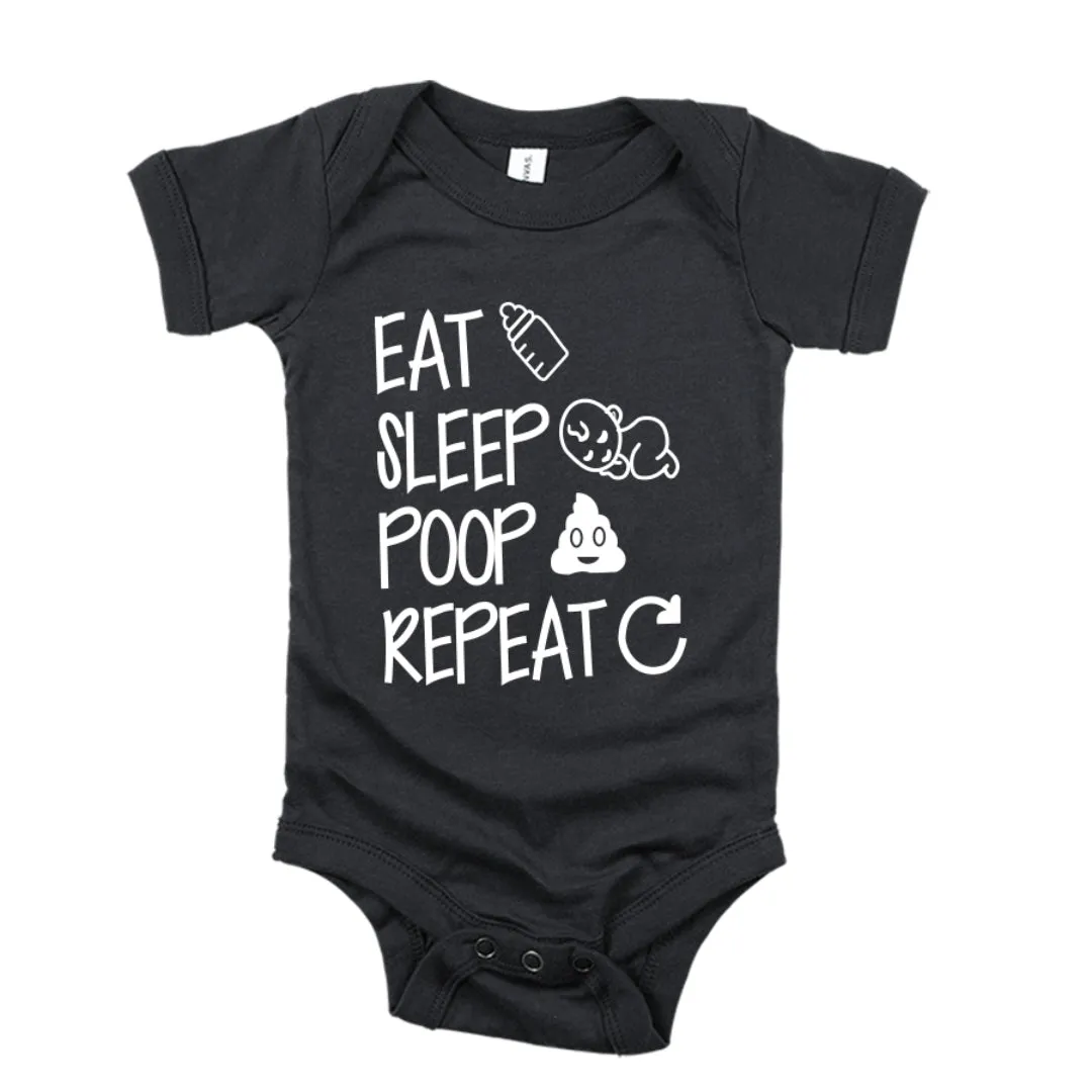 Eat Sleep Poop Repeat Baby Romper Set
