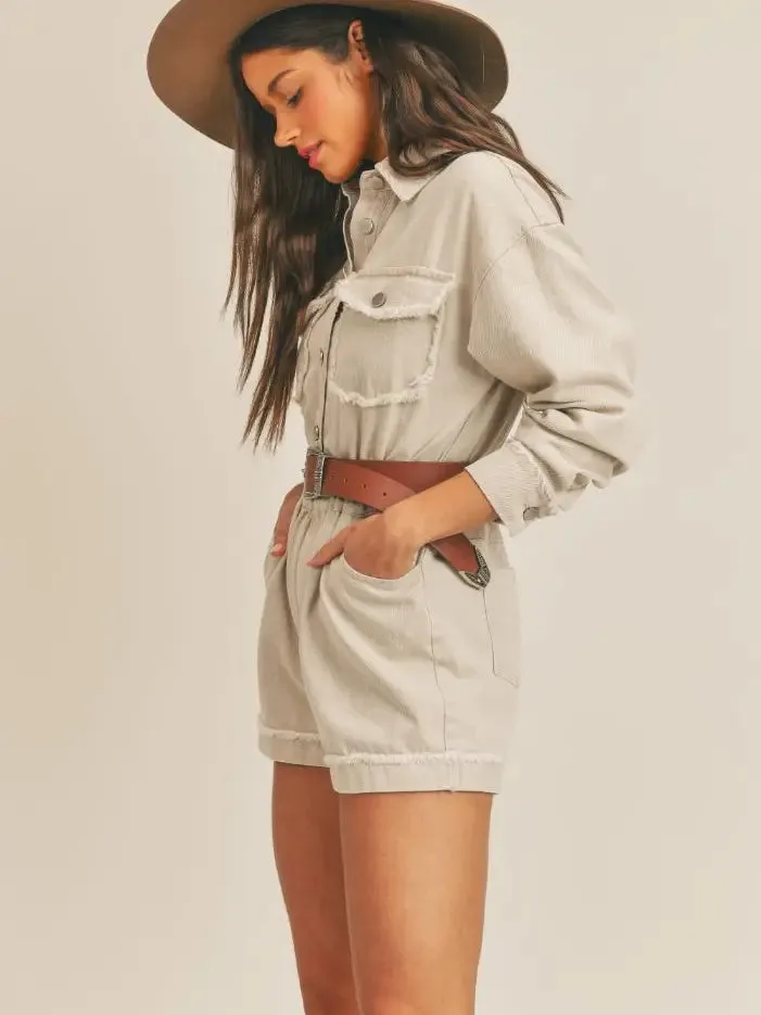 Echo's Distressed Denim Romper - Final Sale