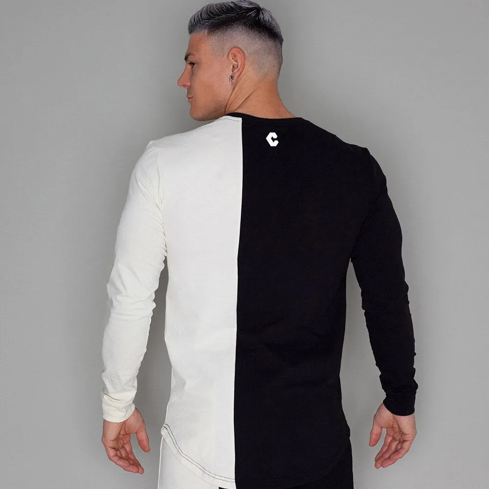Fashion Patchwork T-Shirt Men Long sleeve Slim t shirts Autumn New Casual Tee shirt Male Fitness Black Tops Brand Clothing