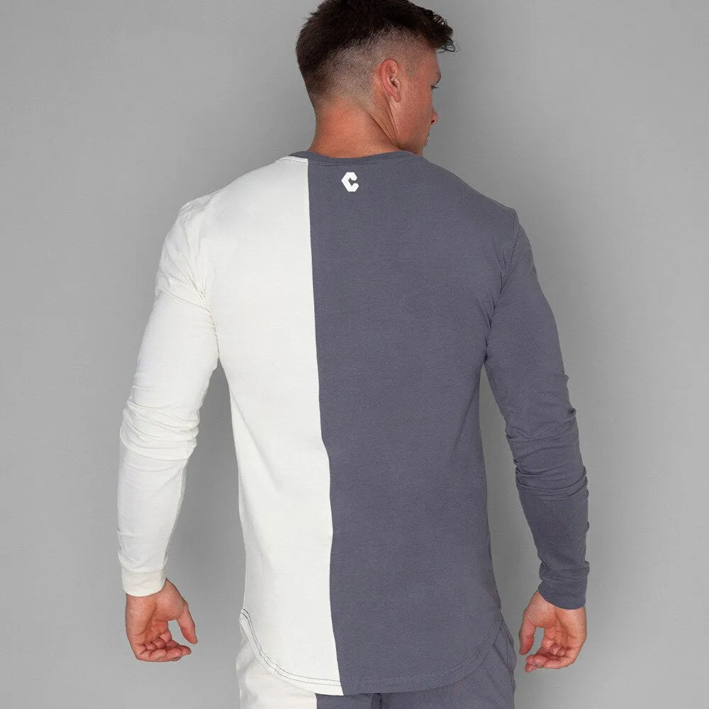Fashion Patchwork T-Shirt Men Long sleeve Slim t shirts Autumn New Casual Tee shirt Male Fitness Black Tops Brand Clothing