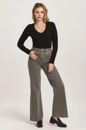 Fiona High Rise Wide Leg Jeans in Graphite