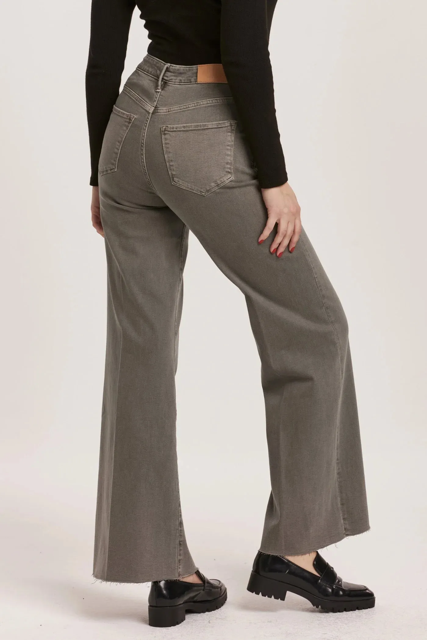 Fiona High Rise Wide Leg Jeans in Graphite