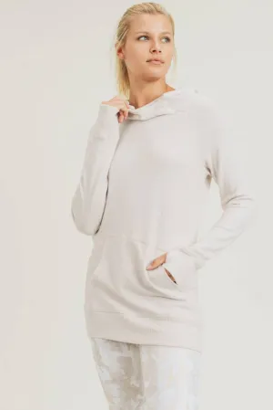 Fuzzy Raglan Hoodie Pullover with Thumb Holes