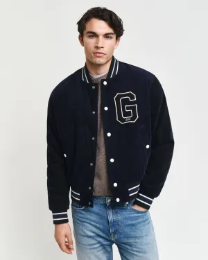 Gant Men Blue Solid Stand Collar Full Sleeves Bomber Jacket