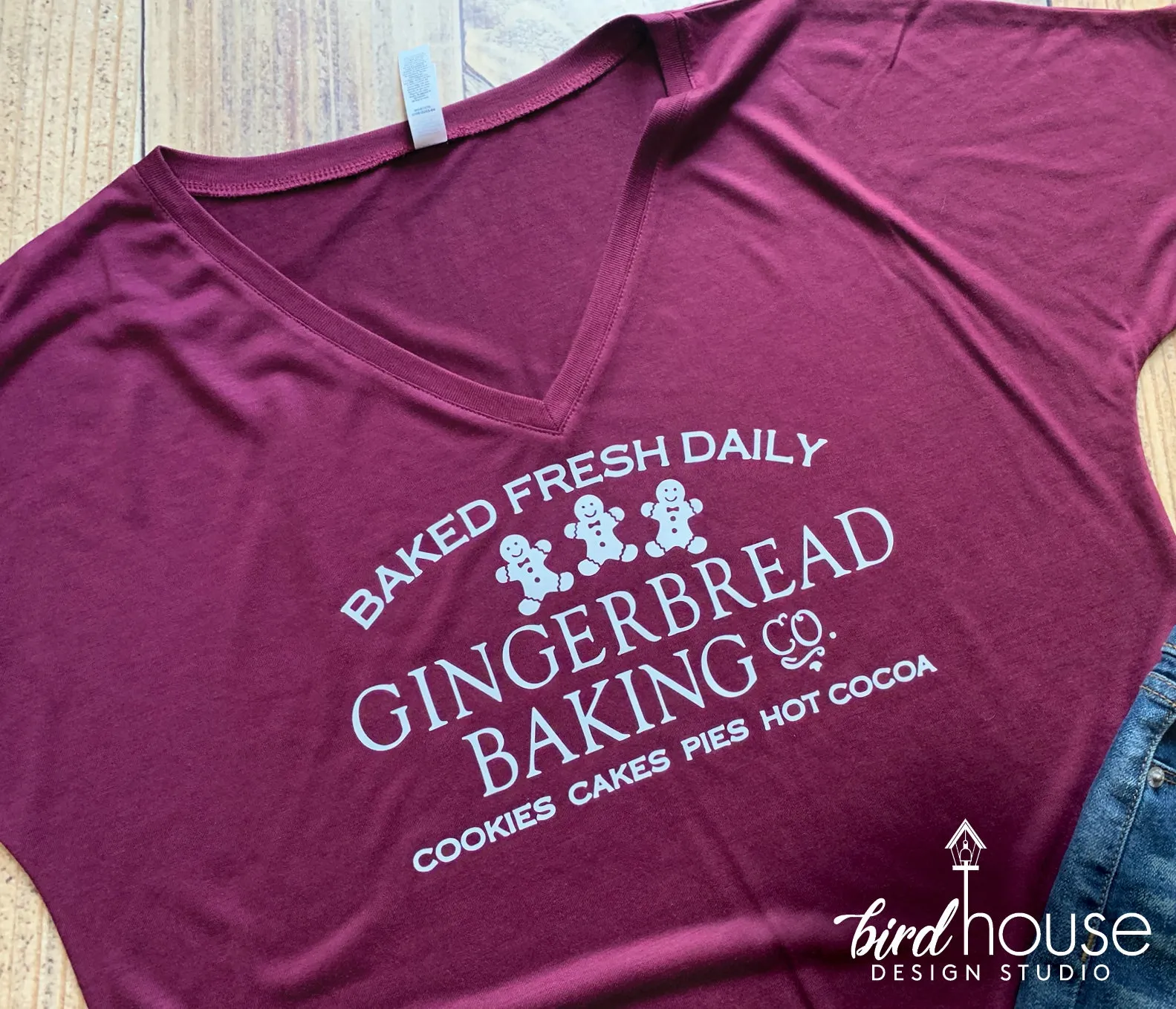 Gingerbread Baking Co. Bake Shop Shirt, Cute Christmas Sweets, Hot Cocoa, Cookies Tee