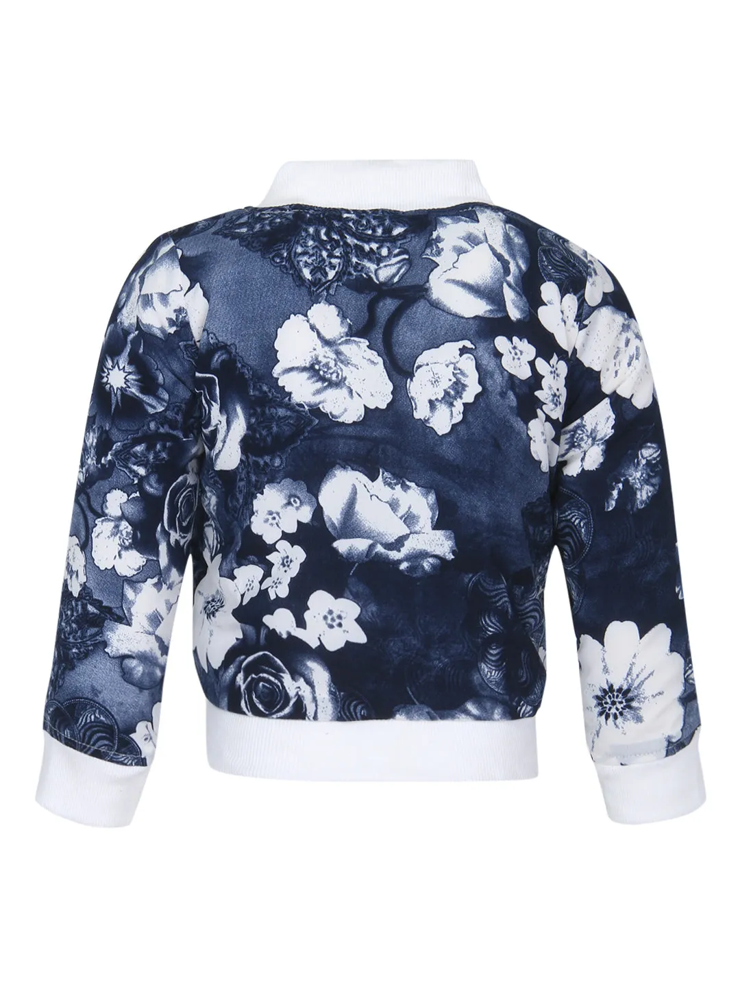 Girl's  Blue Rose Print Bomber Jacket - StyleStone Kid