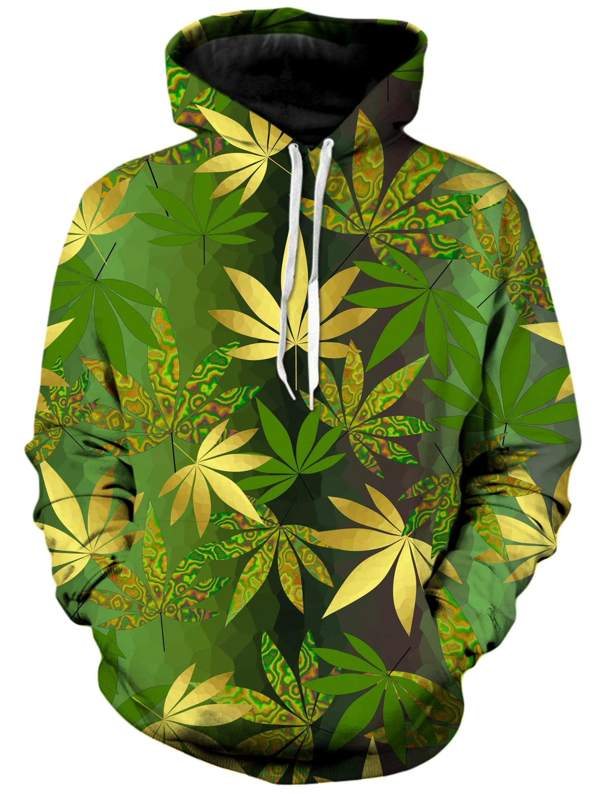 Gold Weed Leaves Unisex Hoodie (Clearance)