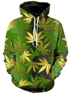 Gold Weed Leaves Unisex Hoodie (Clearance)