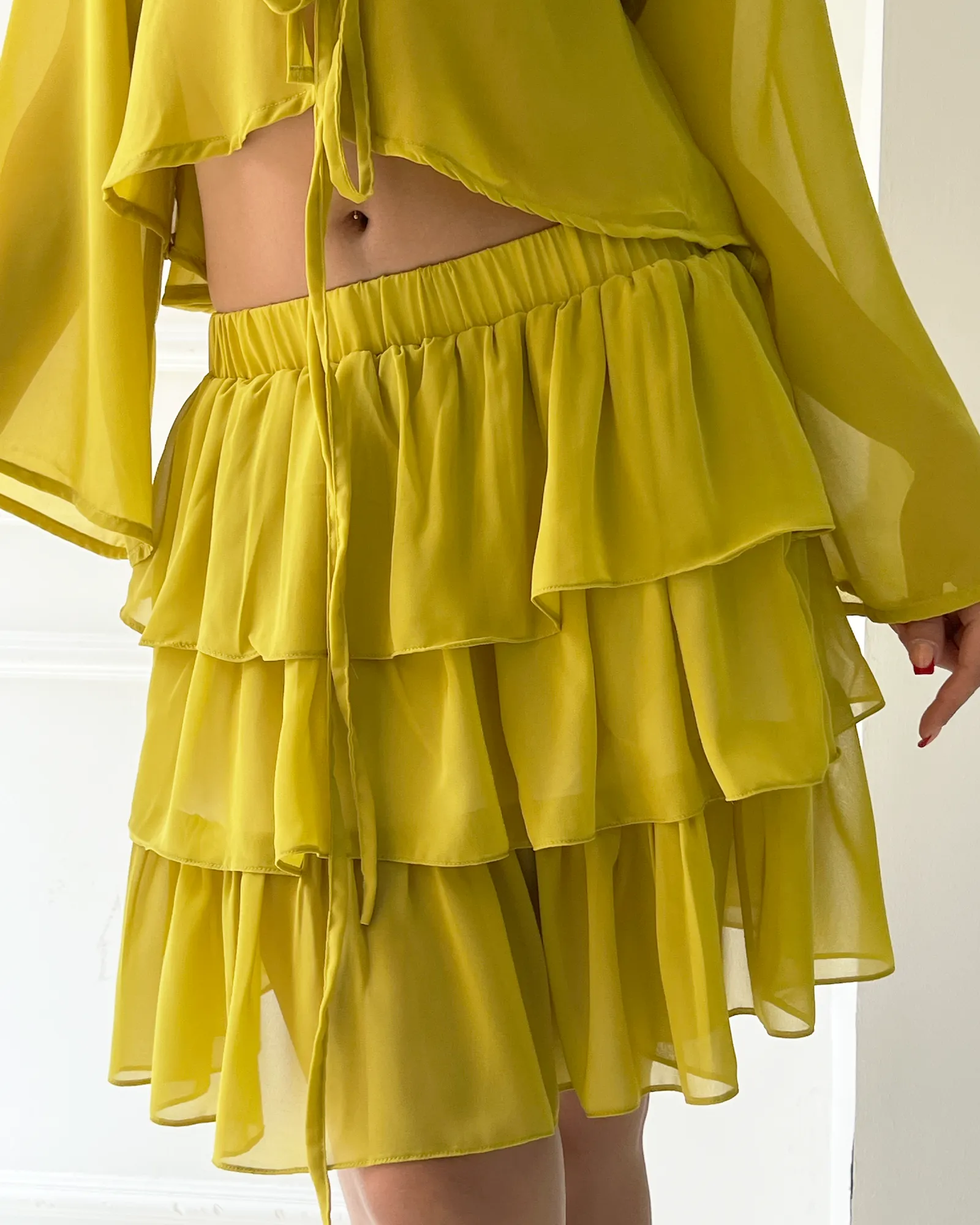Green Ruffled Skirt
