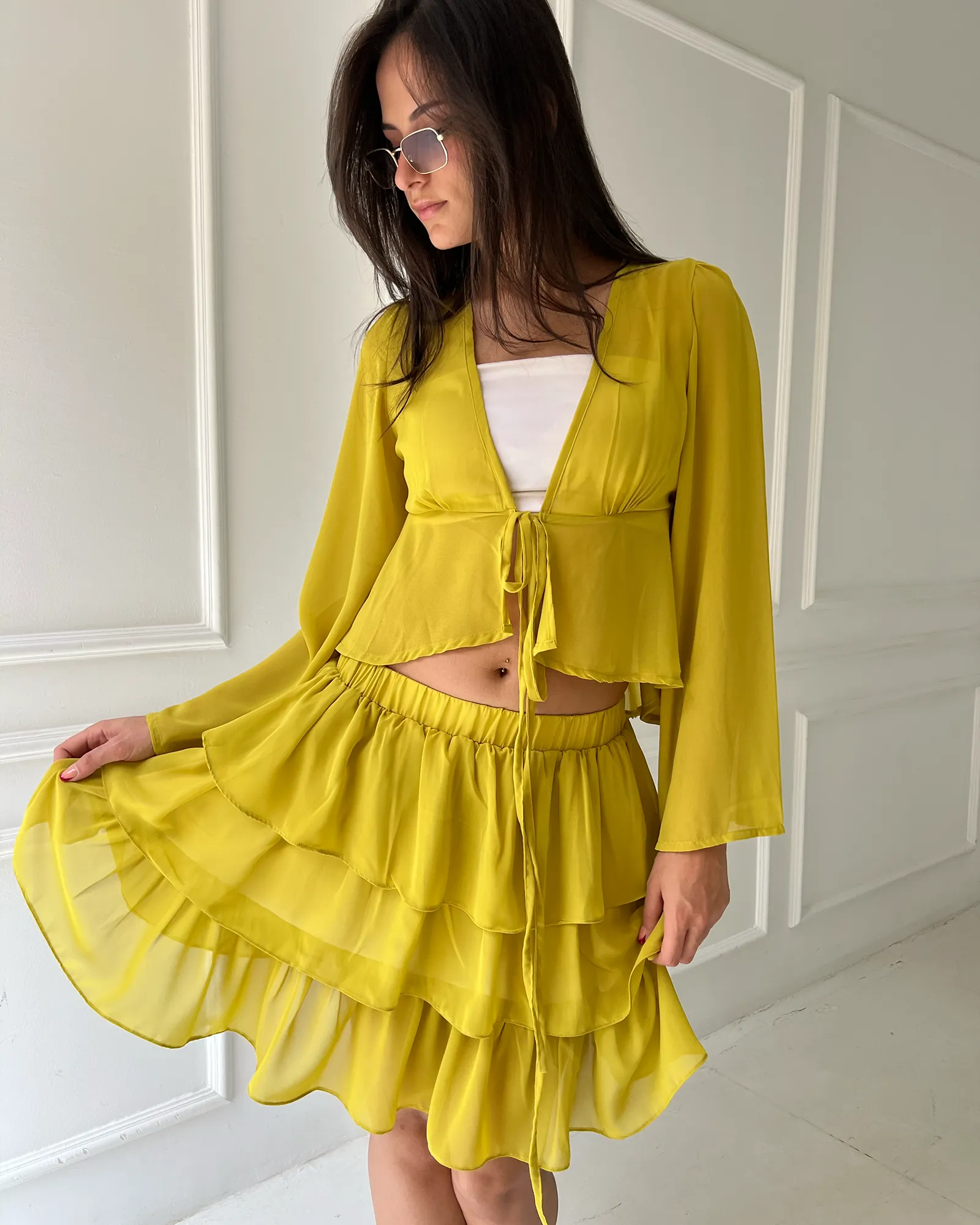 Green Ruffled Skirt