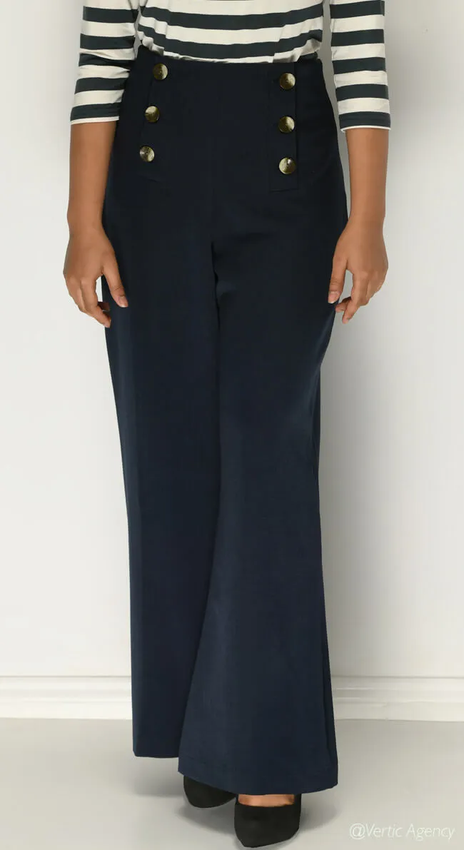 Greta Sailor Pants in Black