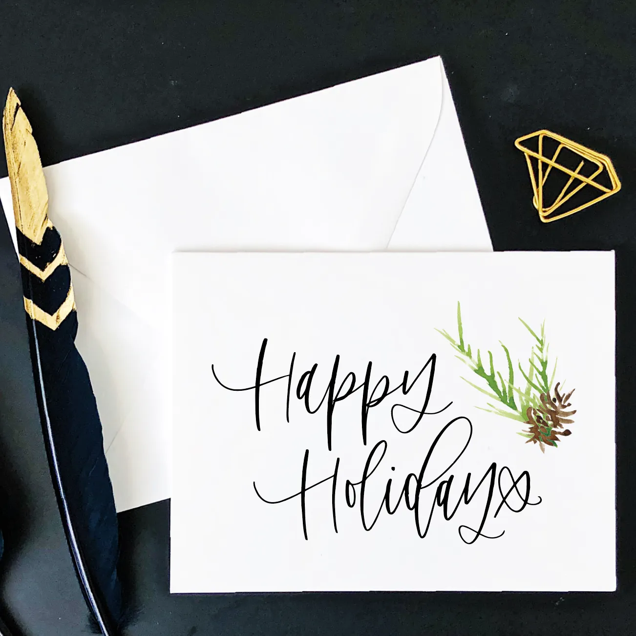 Happy Holidays Pine Bough Card