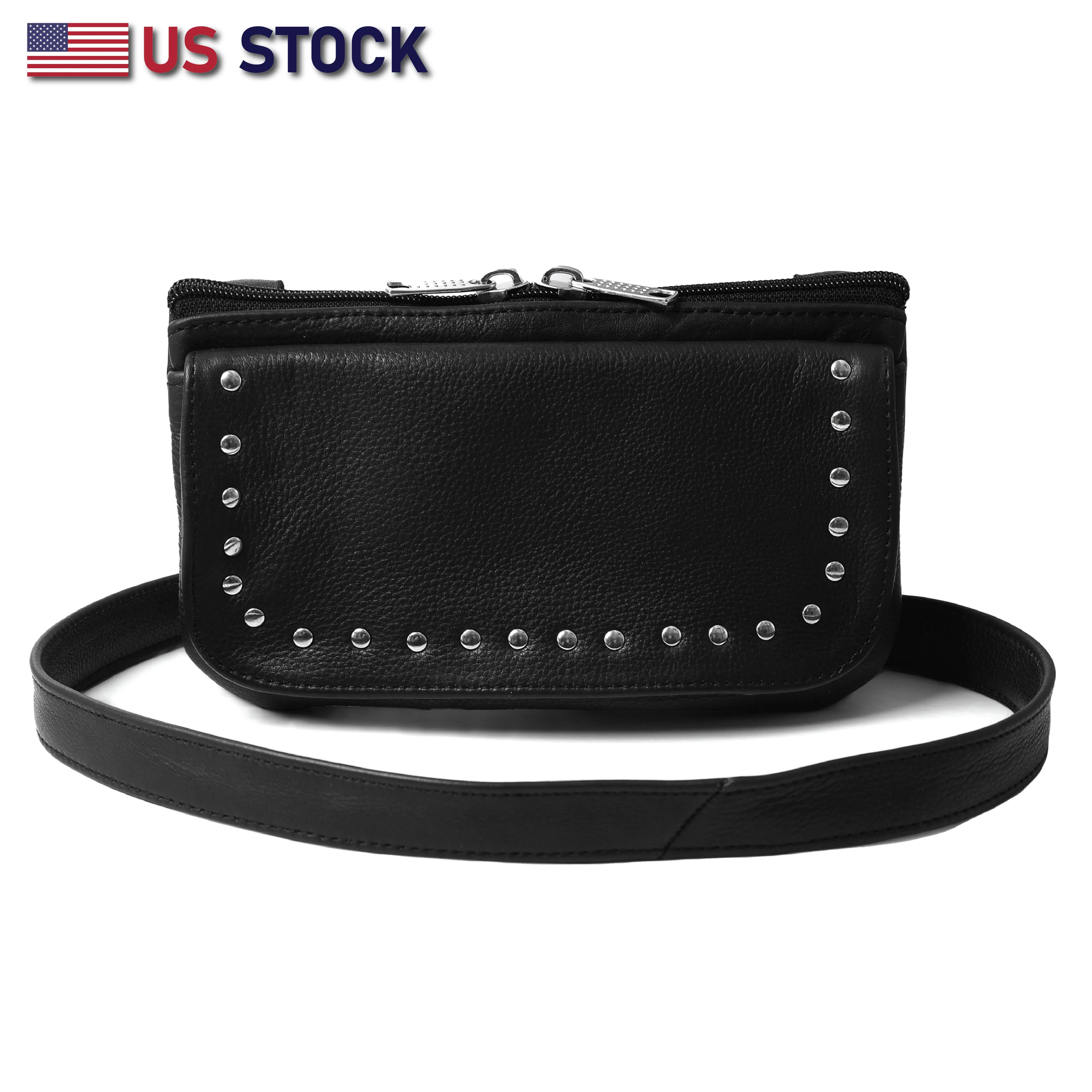 HL80151STUD Women's Black Studded Hip Bag  Trendy & Edgy Accessory