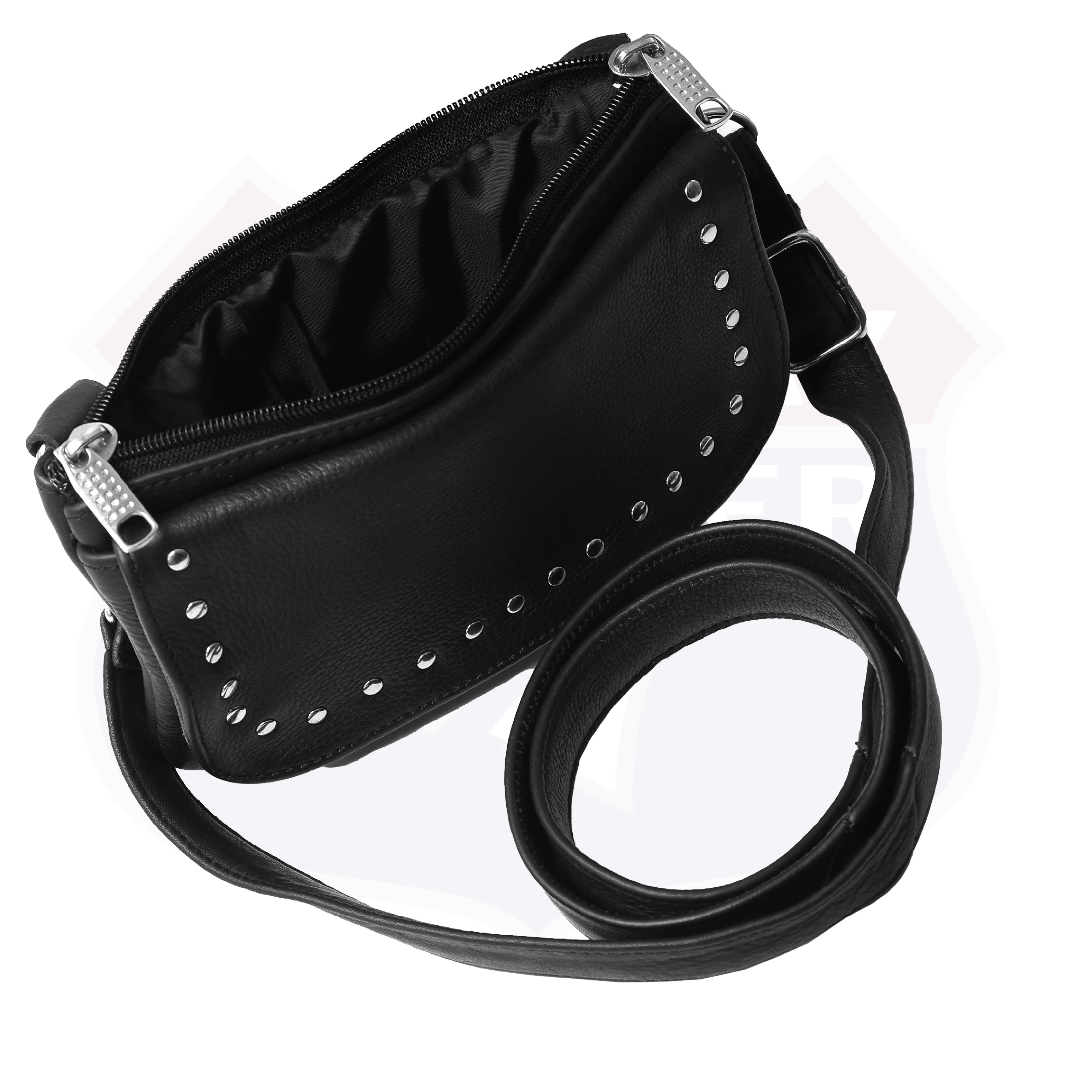 HL80151STUD Women's Black Studded Hip Bag  Trendy & Edgy Accessory
