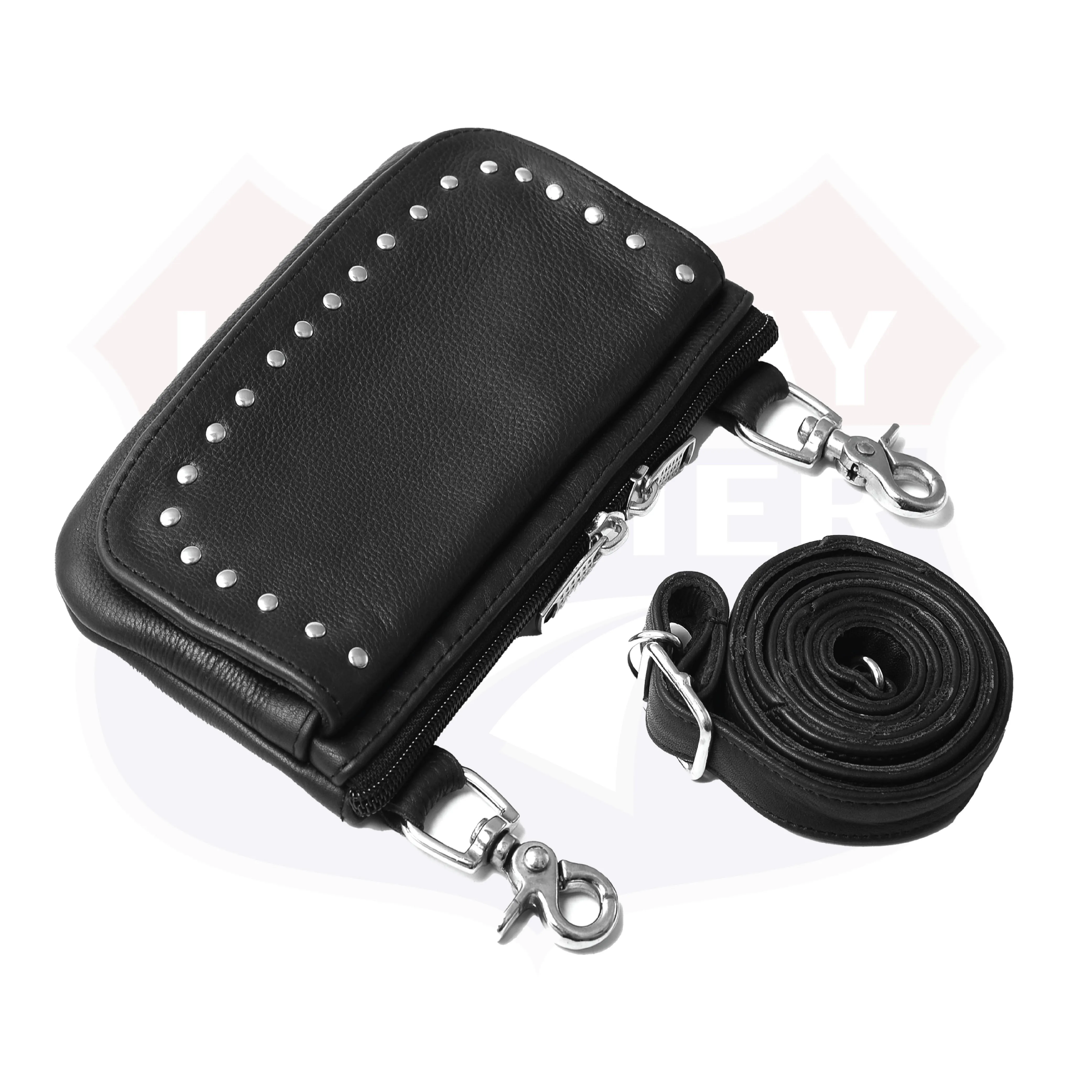 HL80151STUD Women's Black Studded Hip Bag  Trendy & Edgy Accessory